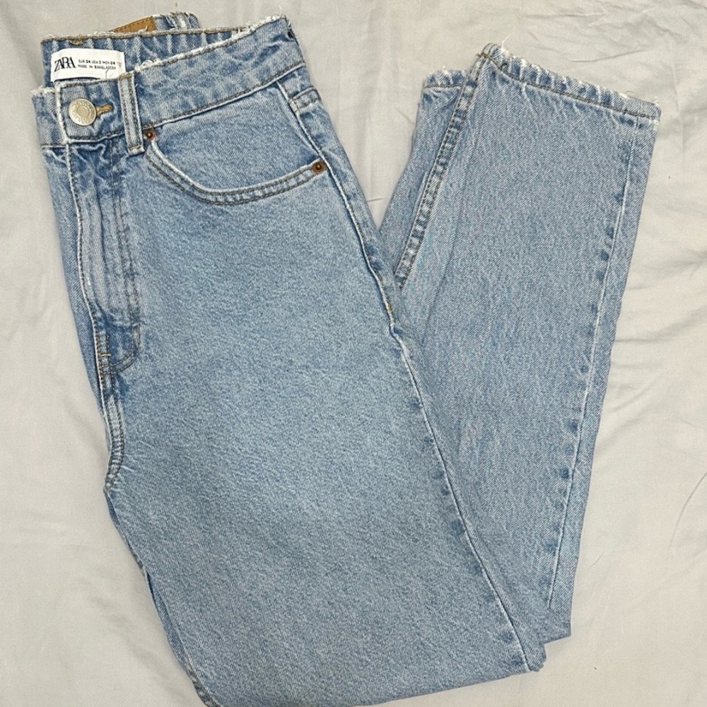 Zara Light Blue Straight Leg Jeans